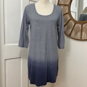 Pure Jill J. Jill Ballet Sleeve Tunic XS Blue Cotton Ombre Coastal Mini Dress
